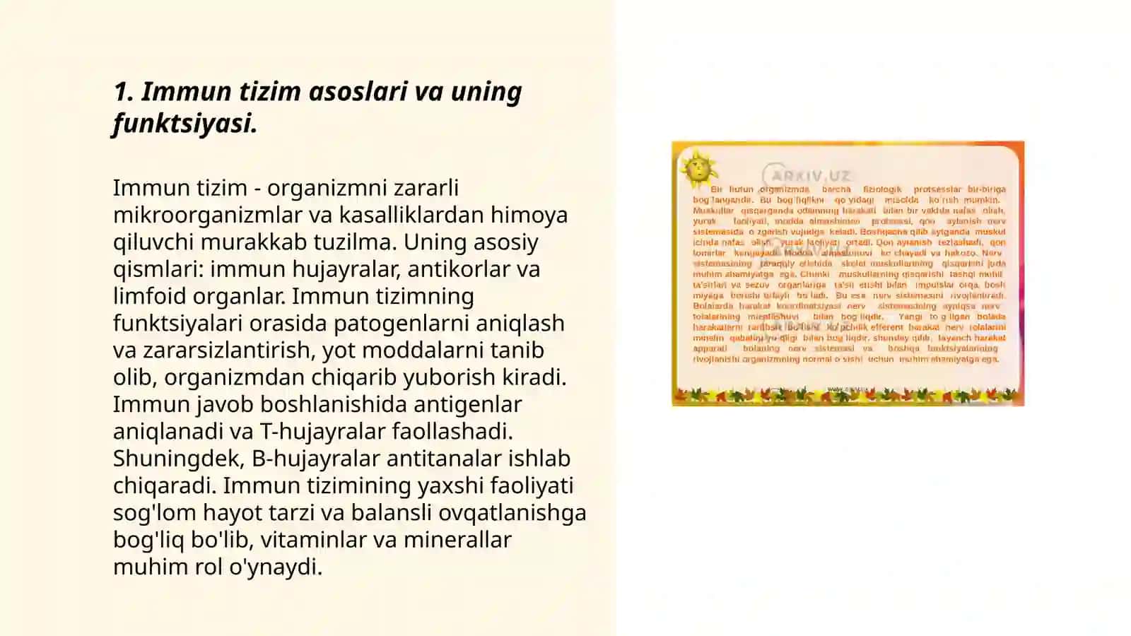 Immun tizimning shakllanishi va yoshga qarab o‘zgarishi 3