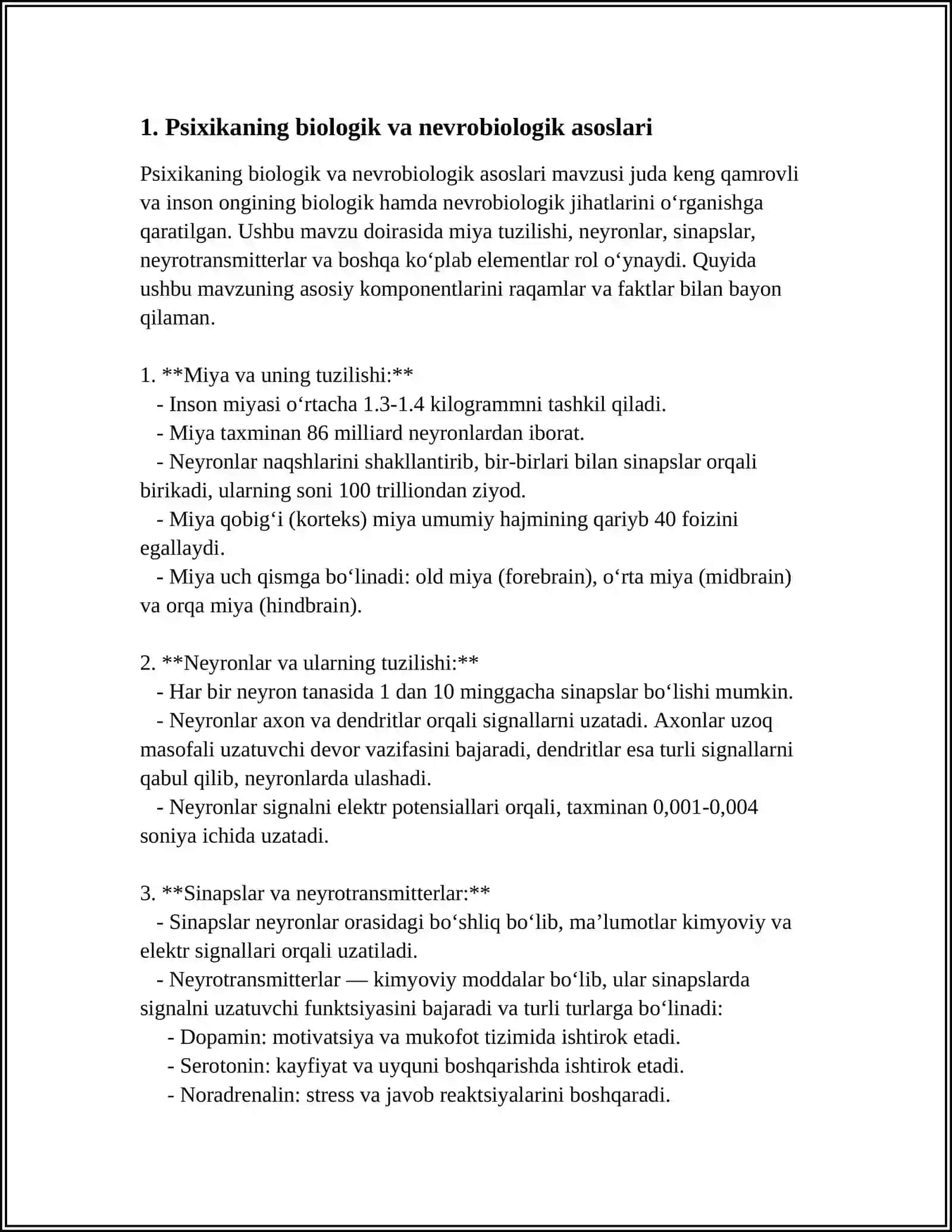 ODAM PSIXIKASINING PAYDO BO‘LISHI VA TARAQQIYOTI. ONG TURLARINING PSIXOLOGIK TAVSIFI 3