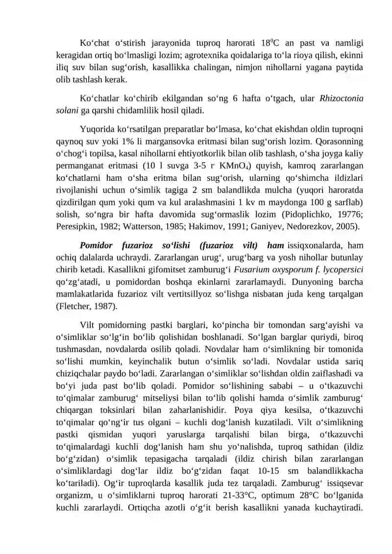 Pomidor kasalliklari va ularga qarshi kurash choralari 3