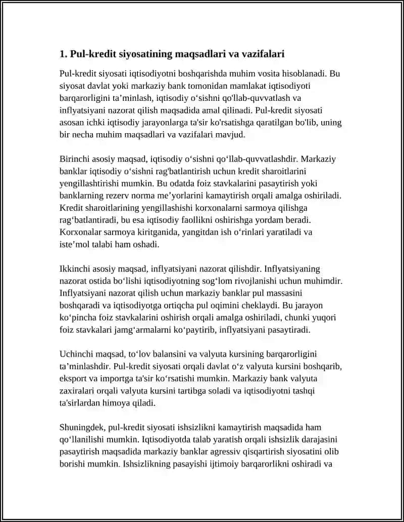 PUL-KREDIT SIYOSATI 3