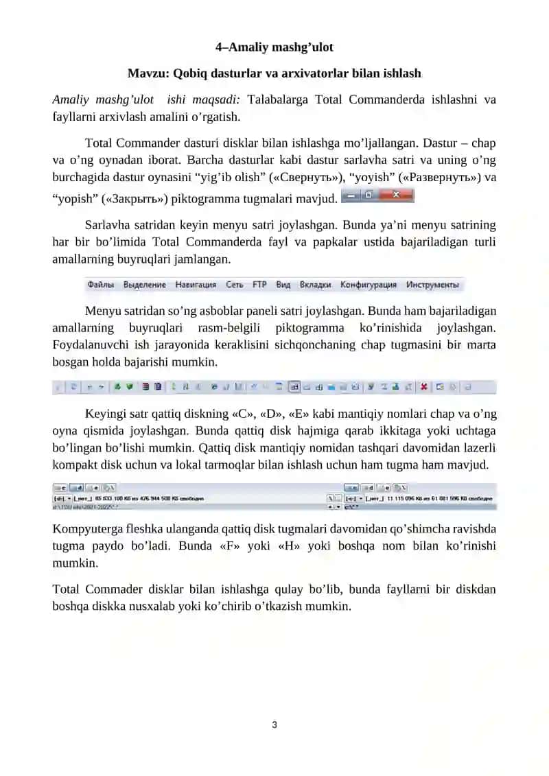 Qobiq dasturlar va arxivatorlar bilan ishlash 3