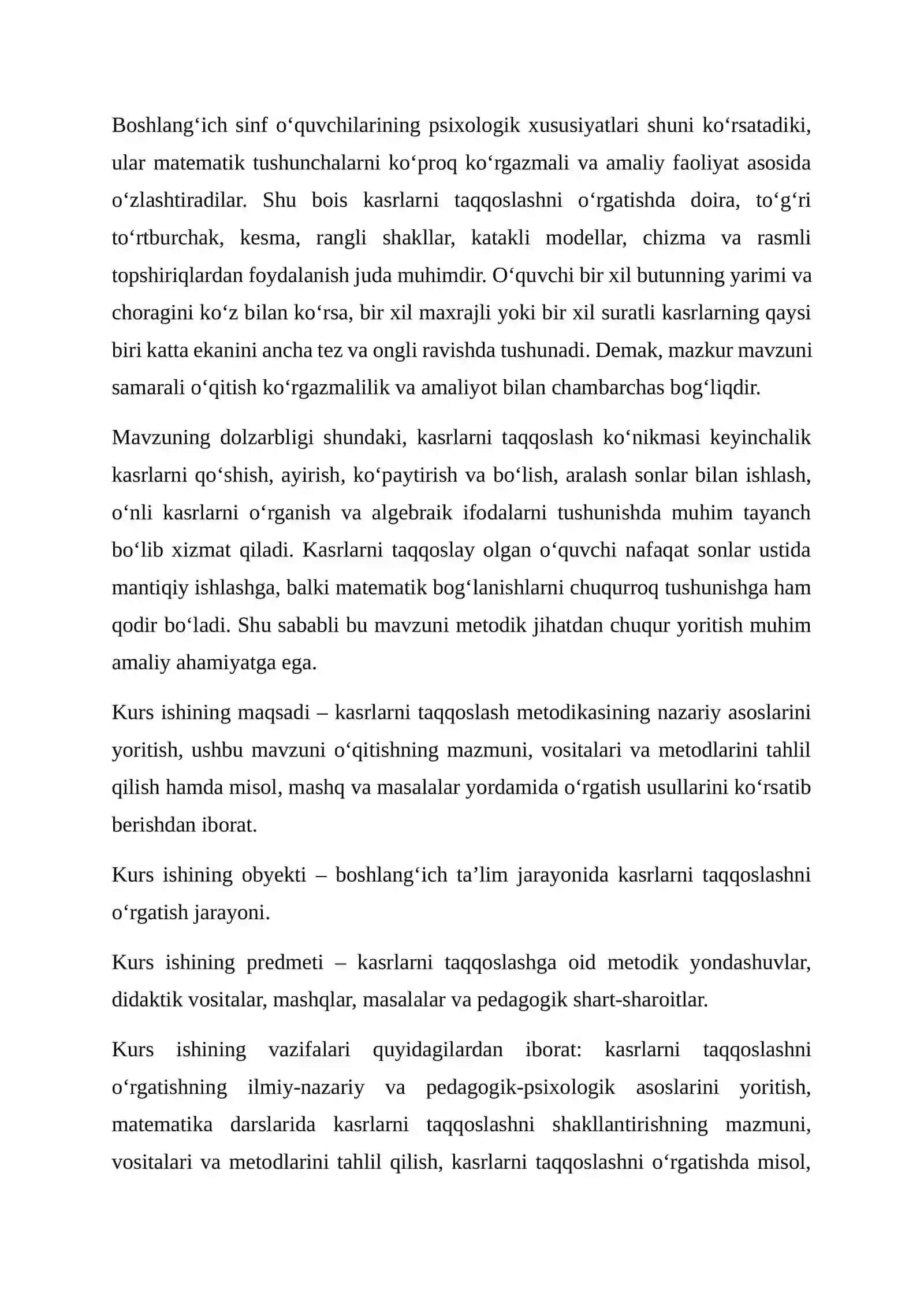 Kasrlarni taqqoslash metodikasi 3