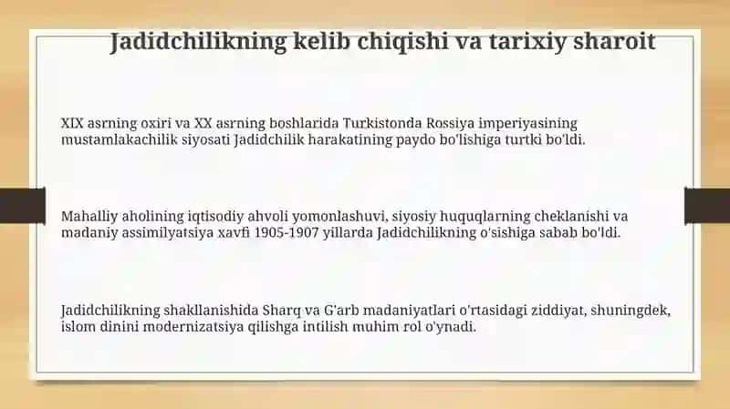 Jadidchilikning kelib chiqishi va tarixiy sharoit 3