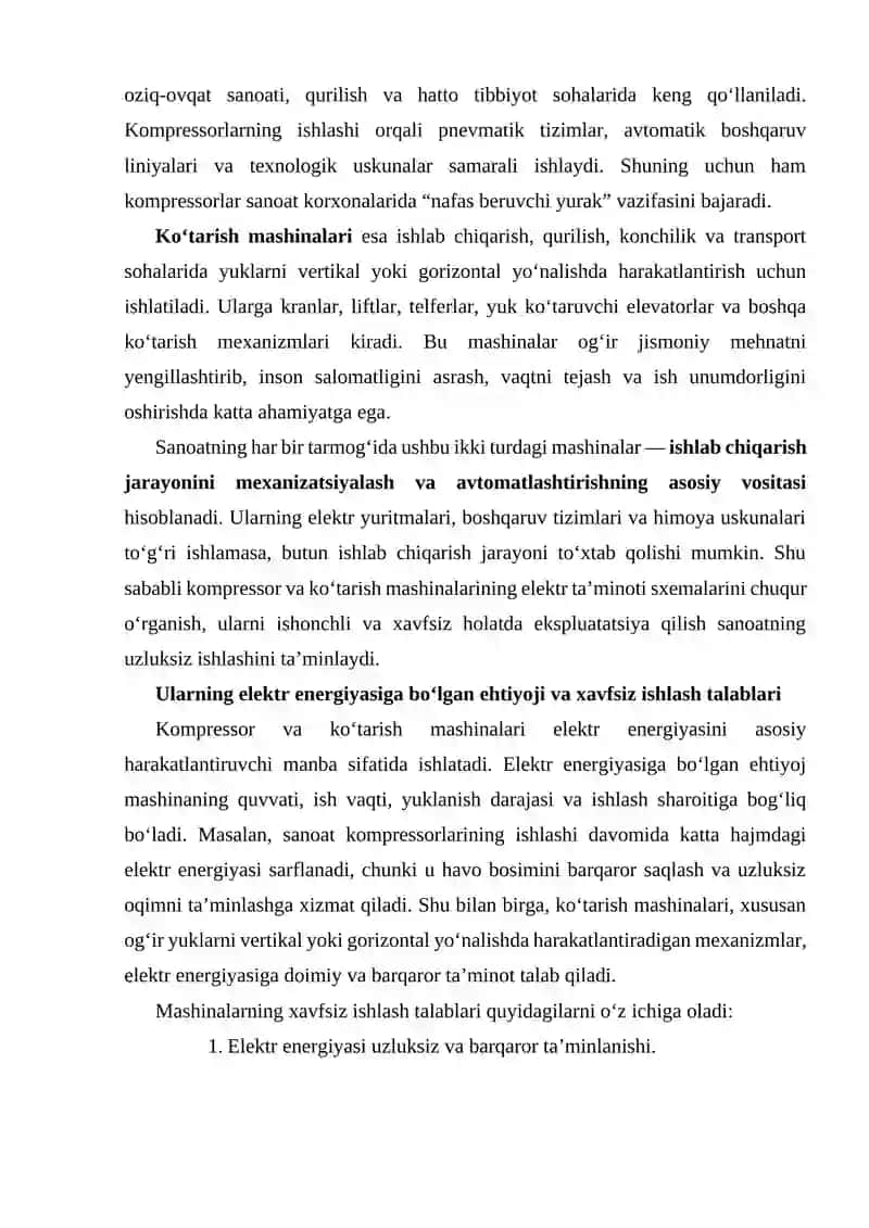 Elektr ta‘minoti sxemalari va kompressor mashinalari 3