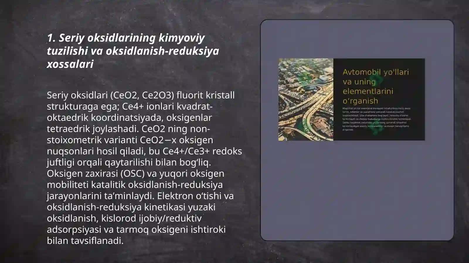 Seriy oksidlari va avtomobil katalizatorlaridagi oʻrni 3