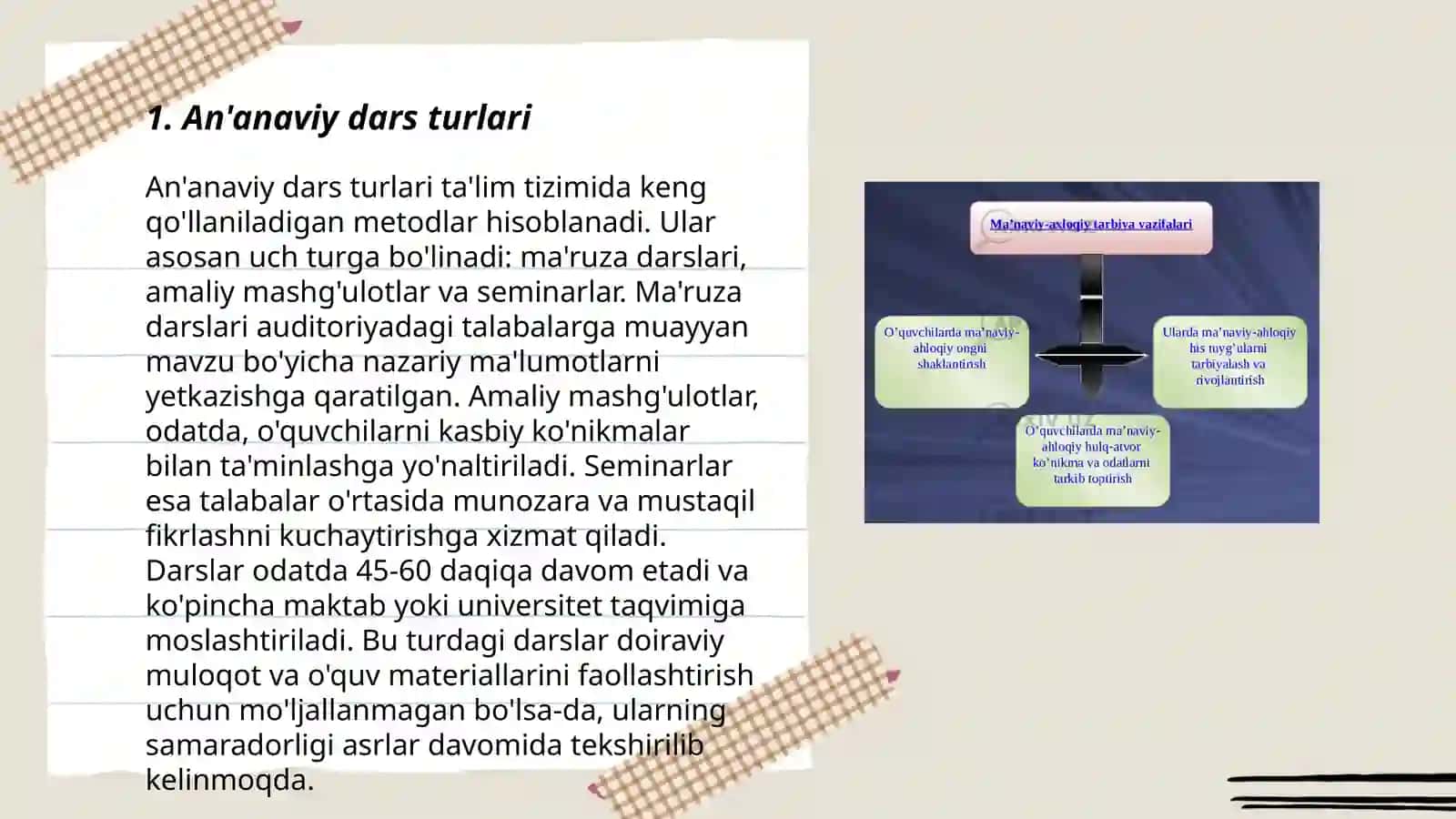 An'anaviy dars turlari 3