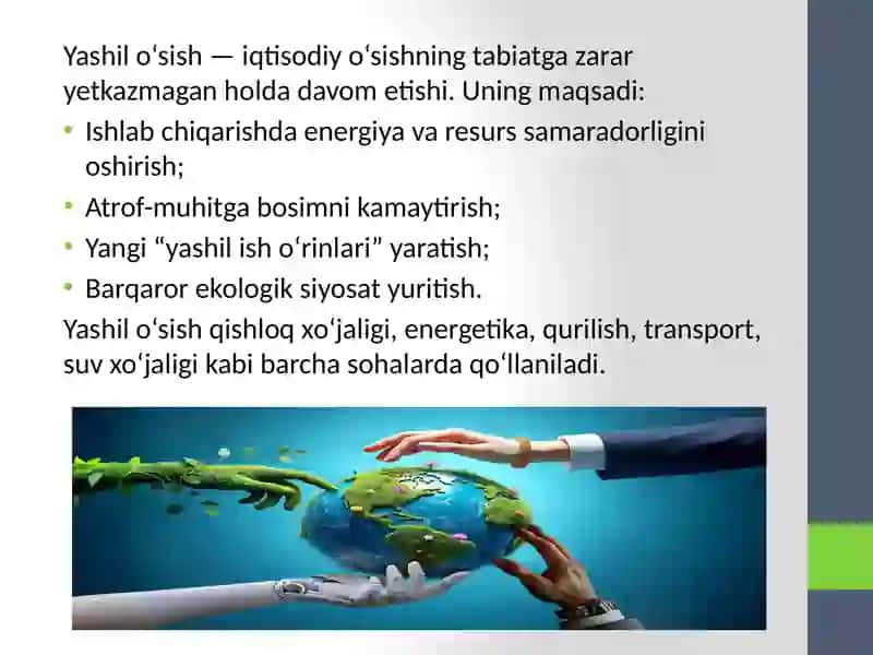 Yashil iqtisodiyot va yashil o'sishni baholash zarurati 3