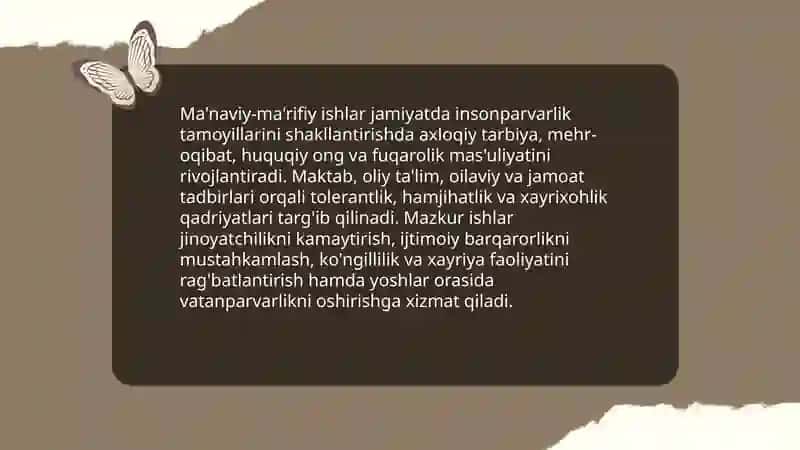 Jamiyatni insonparvarlashtirishda ma'naviy-ma'rifiy ishlarning o'rni 3