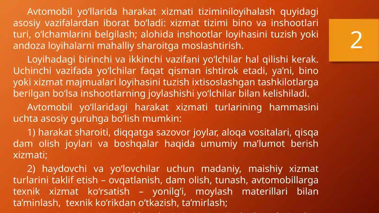 YO‘L HARAKATI XIZMATI MAJMUALARI 3