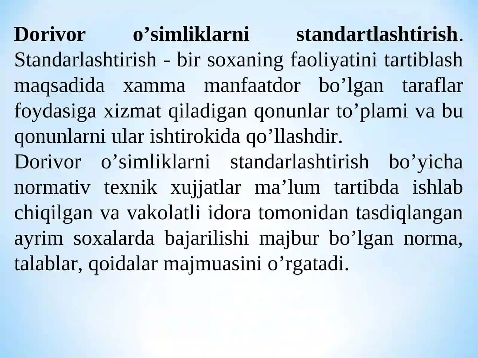 Dorivor o’simlik Xom Ashyo Maxsulotlarini Standartlash Qoidalari (Yoki Toifalari) 3