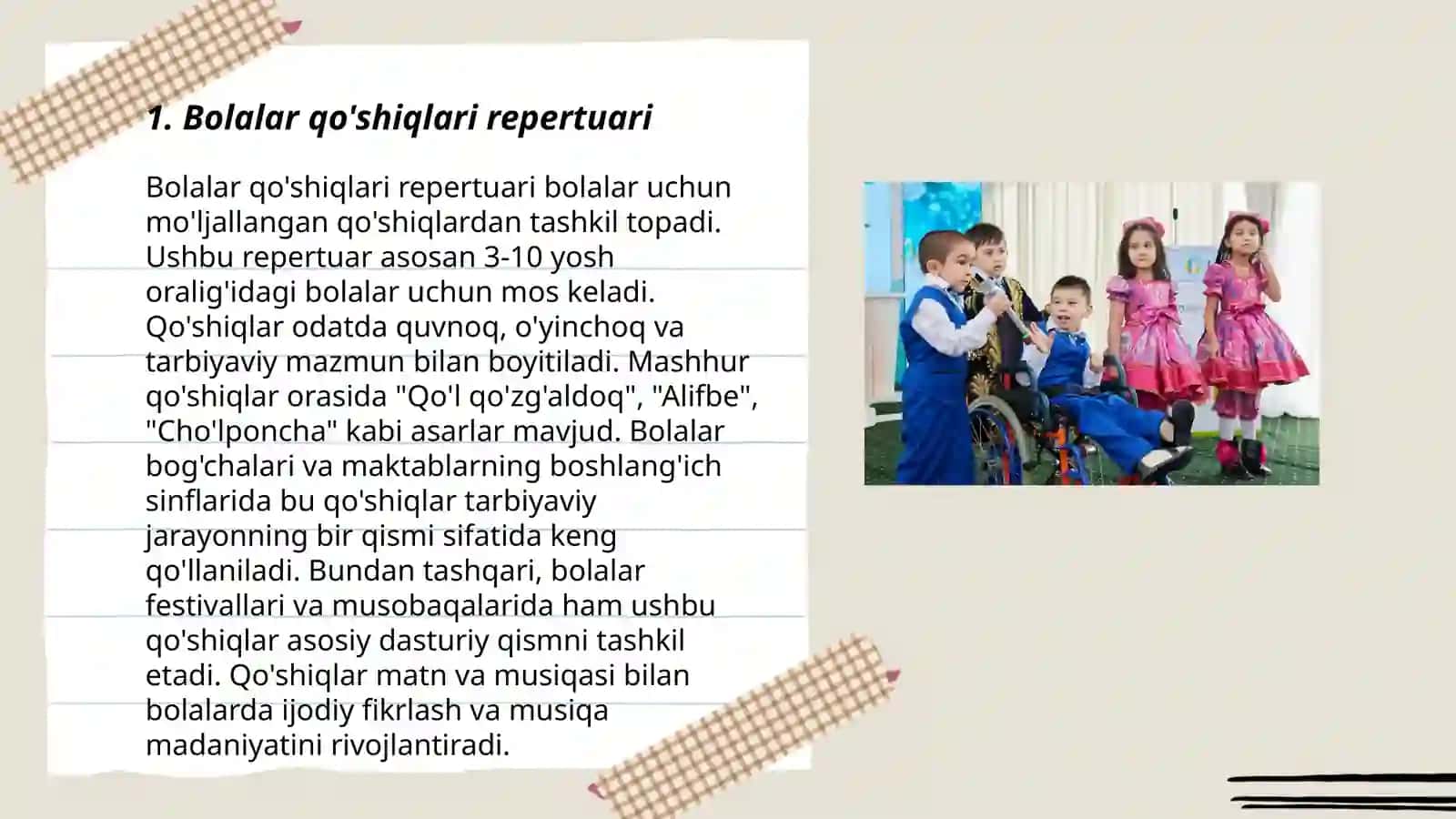 Bolalar qo'shiqlari repertuari 3