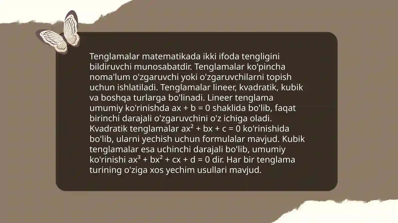 Tenglamalar va ularning turlari 3