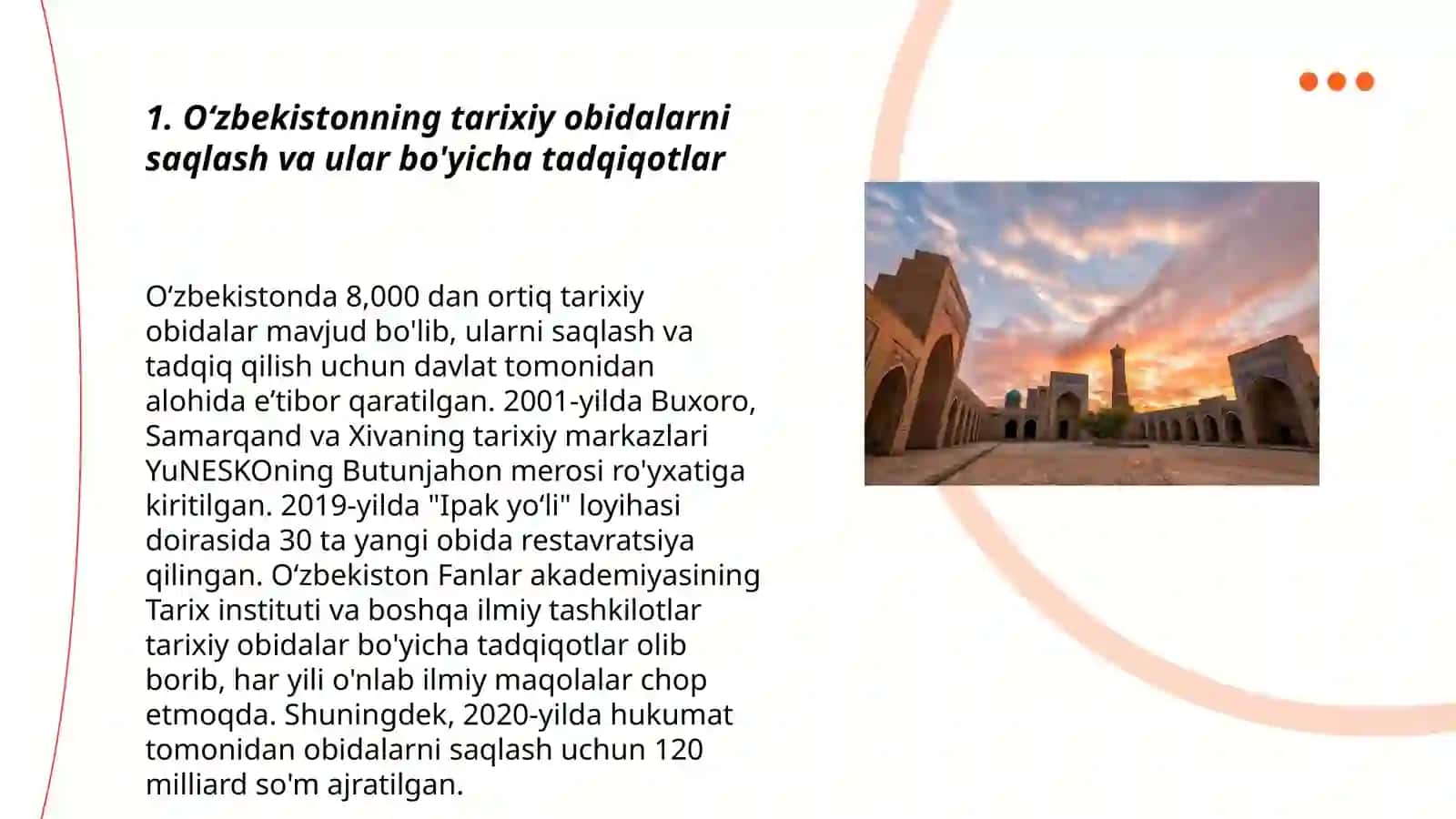 Òzbekistondagi tarixiy obidalar va global turizm: "Kelajak istiqbollari" 3
