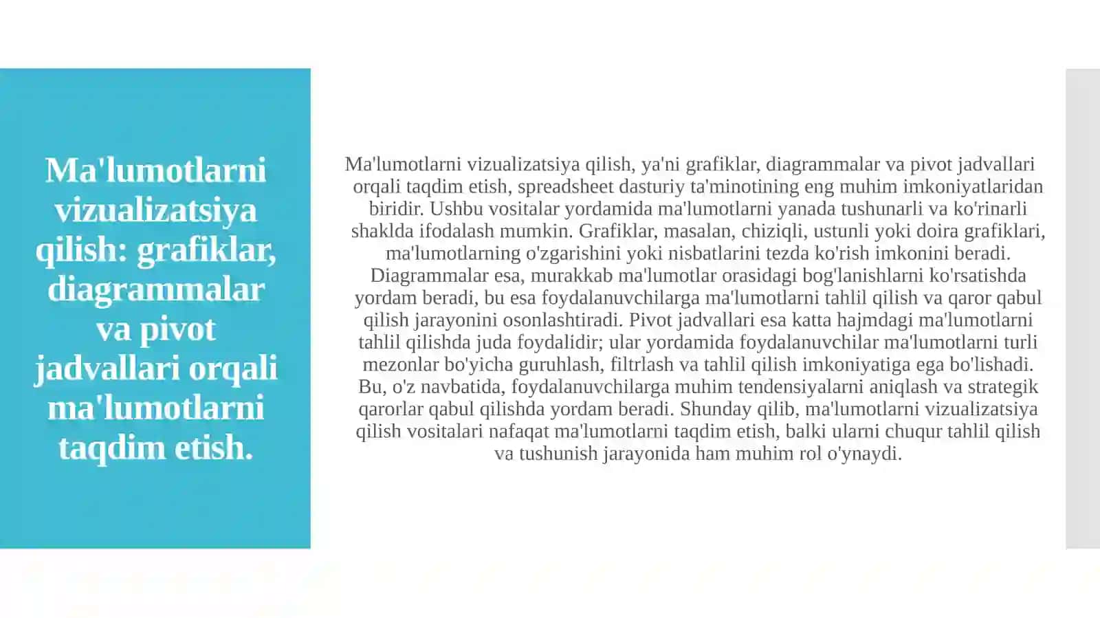 Spreadsheet   dasturiy taminoti va uning imkoniya 3