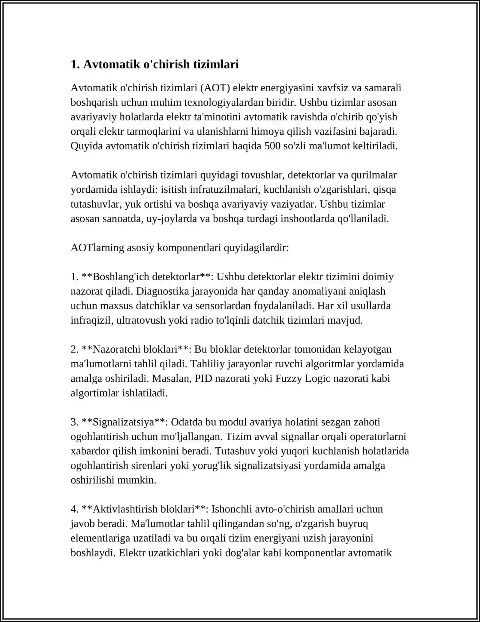 GENERATORNI MAYDONINI AVTOMATIK SOʻNDIRISH 3