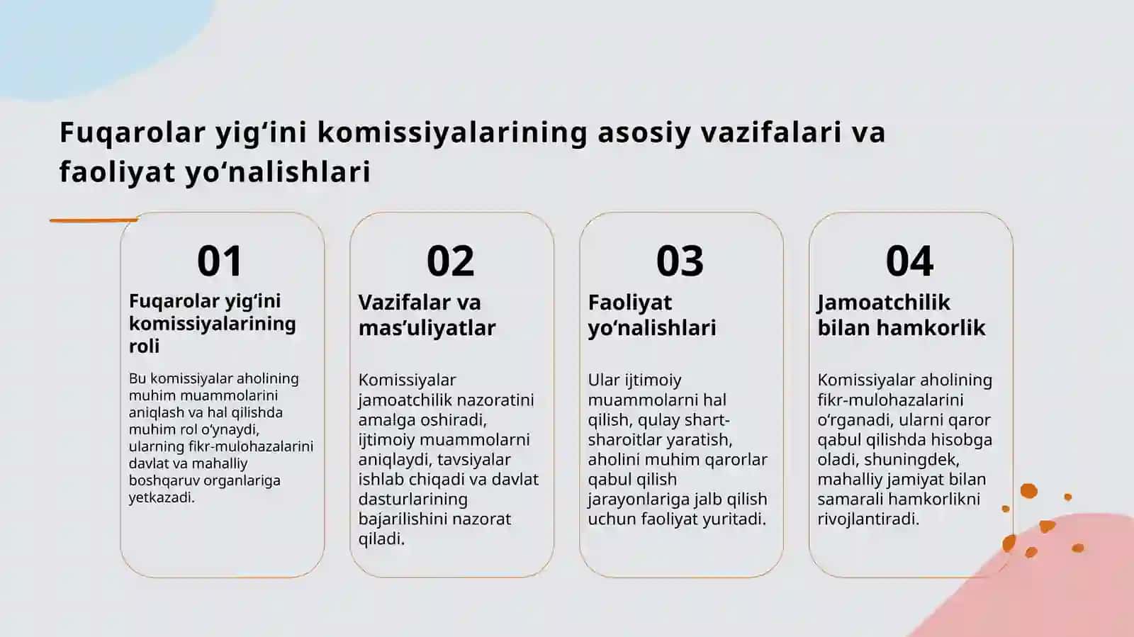 Fuqarolar yig‘ini faoliyatining asosiy yo‘nalishlari bo‘yicha komissiyalar va taftish komissiyasi 3