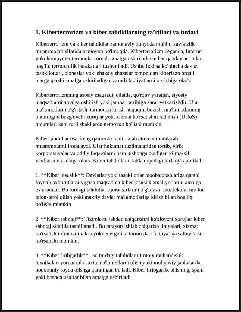 KIBERTERRORIZM VA KIBERTAHDIDLAR ULARNI BARTARAF ETISH.IMKONYATLARI MEDIA MUHIT AXLOQIY TAMOYILLAR 3