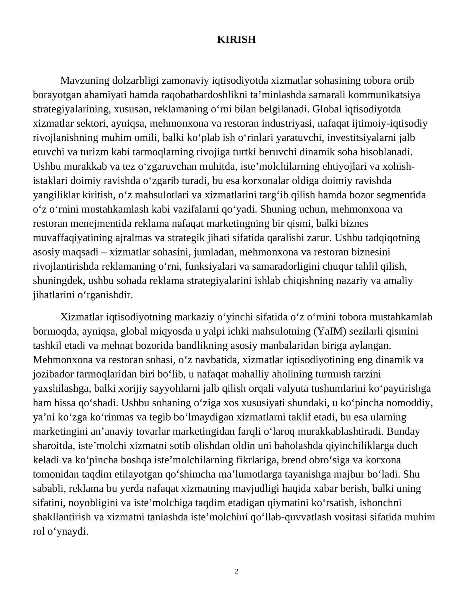 Xizmatlar sohasini rivojlantirishda reklamaning ahamiyati 3