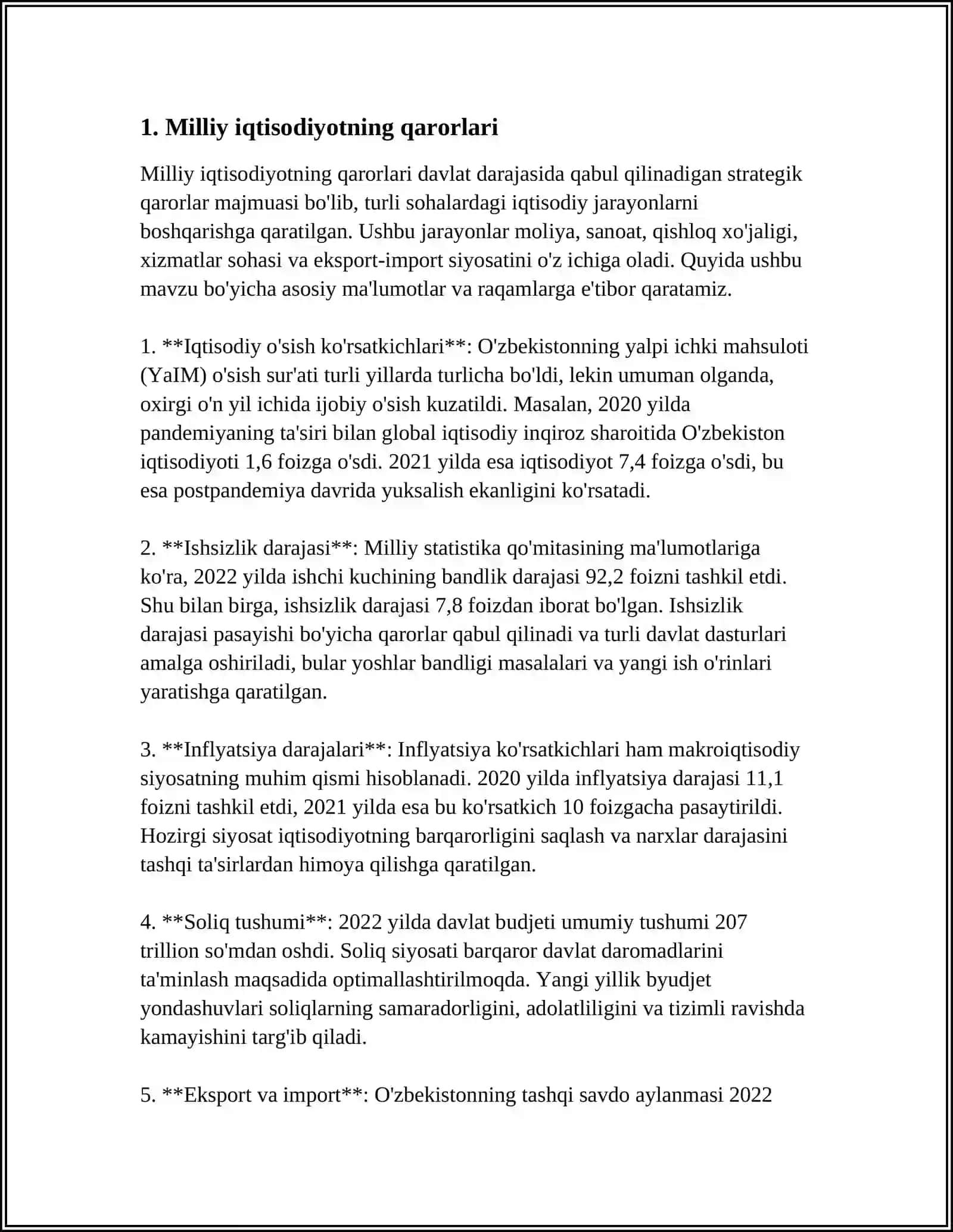 MILLIY IQTISODIYOTNING QAROR TOPISHI VA UNING MAKROIQTISODIY KO'RSATKICHLARI 3