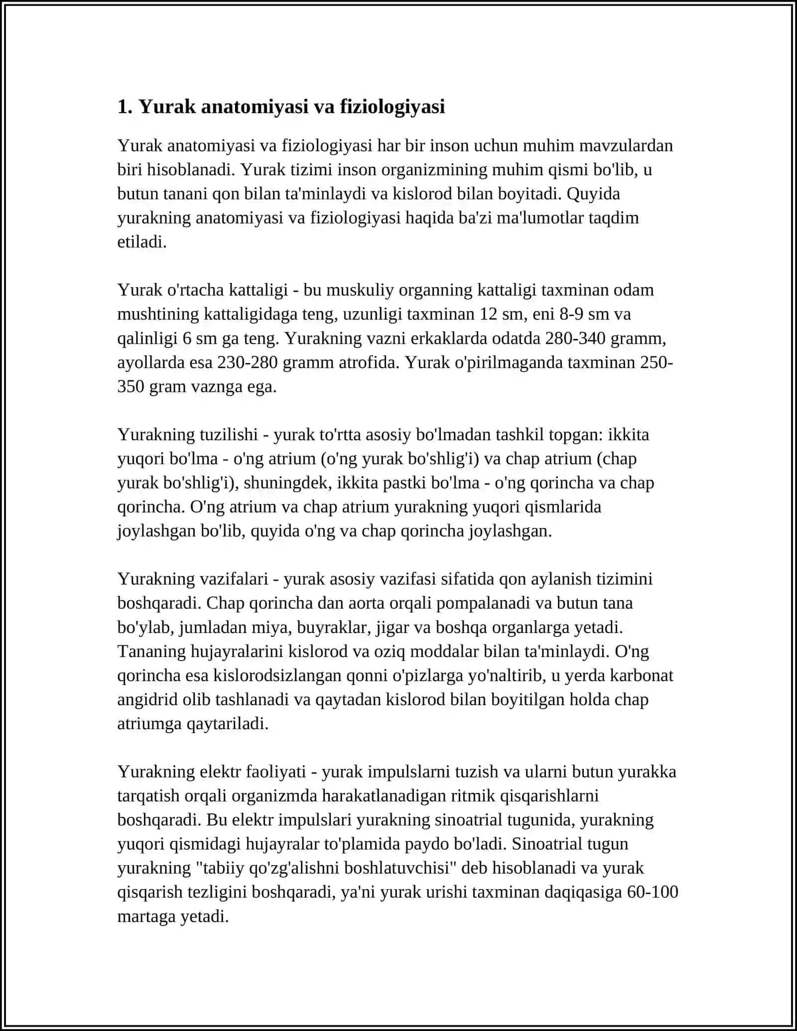 MUSTAQIL ISH Mavzu: HEART AND BLOOD. HEALTH AND ILLNESS 3