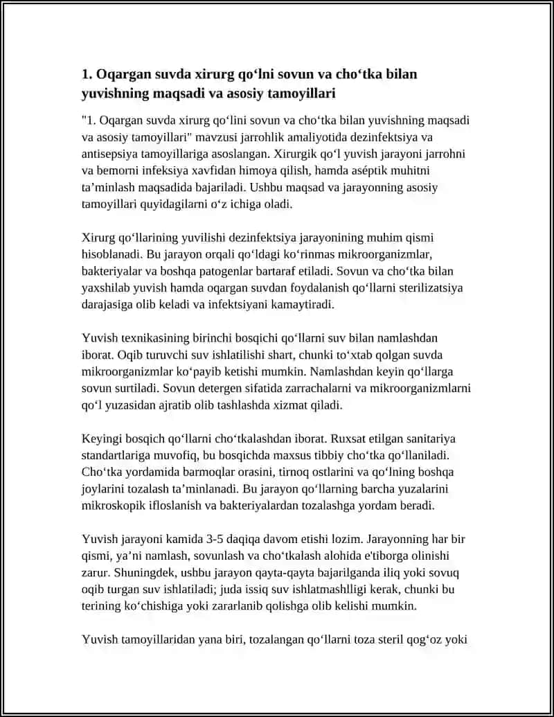 Oqargan suvda xirurg qo‘lini sovun va cho‘tka bilan yuvish 3