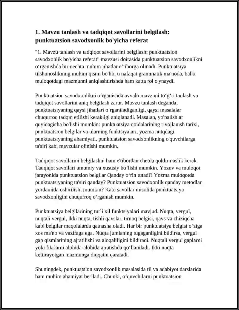 PUNKTUATSION SAVODXONLIKNI BÕYICHA REFERAT YOZISH VA TAQDIMOT TAYYORLASH 3