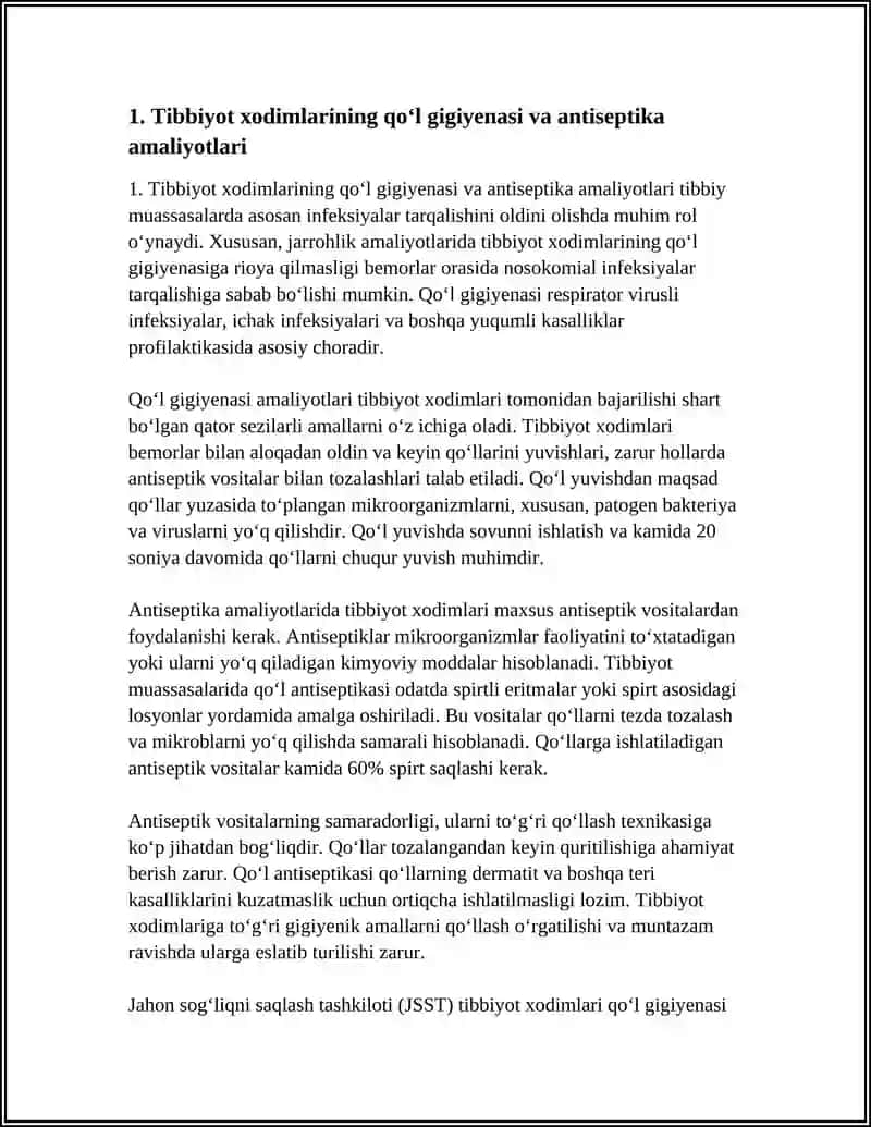 Tibbiyot HODIMLARI VA XIRURGIK BEMORLAR GIGIYENASI 3