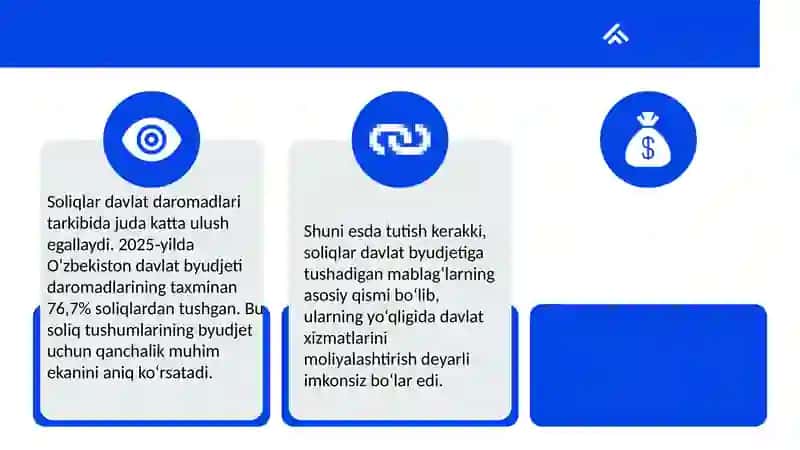 Davlat budjeti daromadlarini shakllantirishda soliqlarning tutgan o’rni va ahamiyati 3
