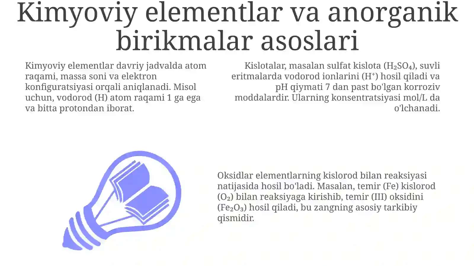 Kimyoviy elementlar va anorganik birikmalar asoslari 3