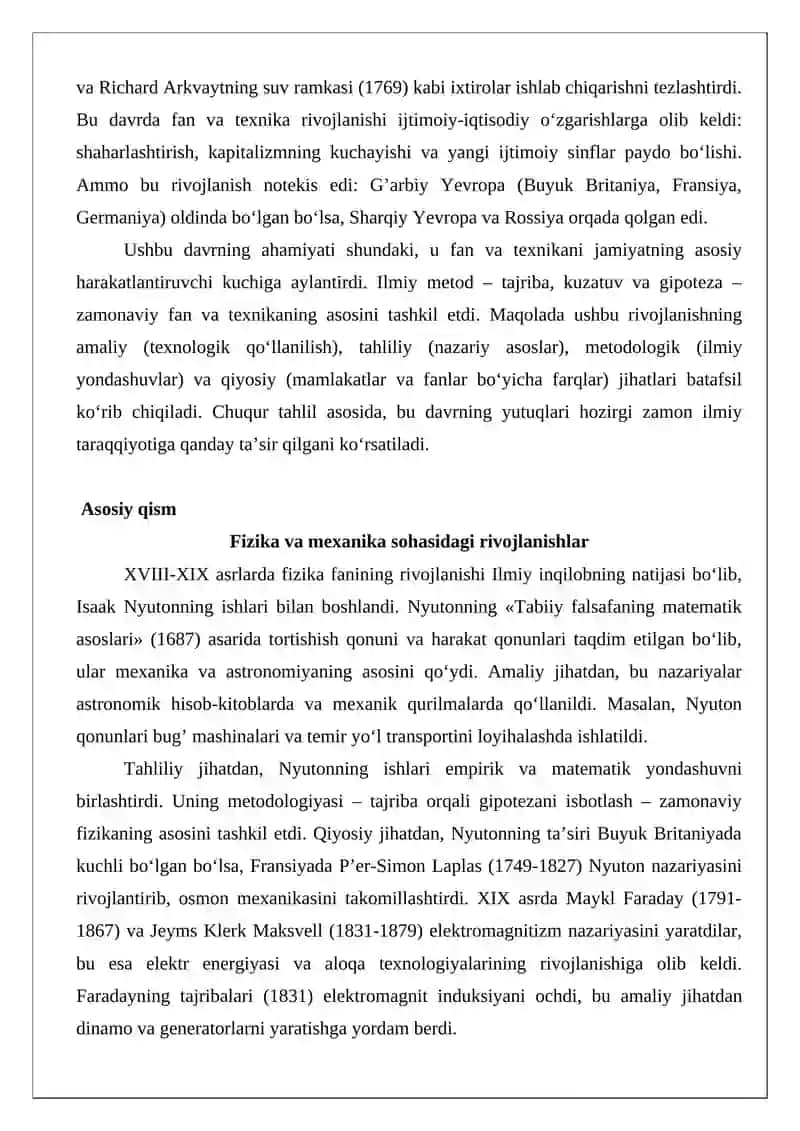 XVIII-XIX asrlarda Yevropada fan va texnikaning rivojlanishi 3