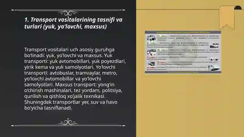 Transport vositalari va yuklar haqida umumiy tushunchalar 3