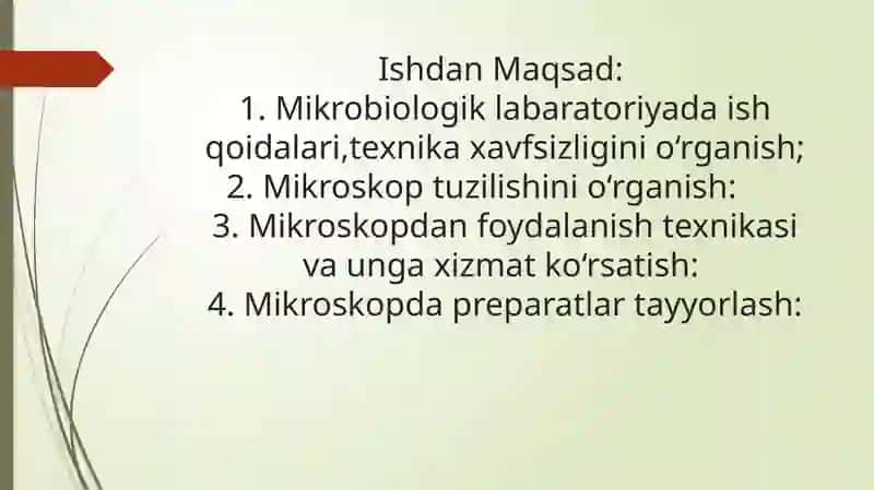 Mikroskop. Mikroskop bilan ishlash qoidasi 3
