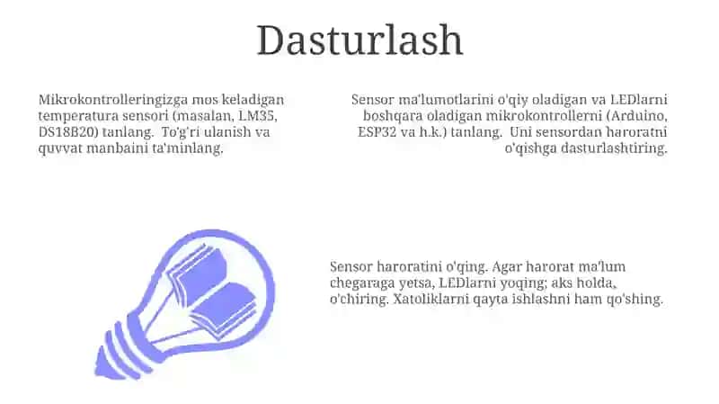 Harakatchan datchiklar. Svetodiodni (LED) ma'lum haroratda ulash 3