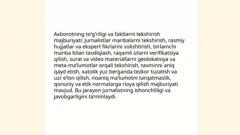 Axborot olish va tarqatishda jurnalist majburiyati va masʼuliyati 3