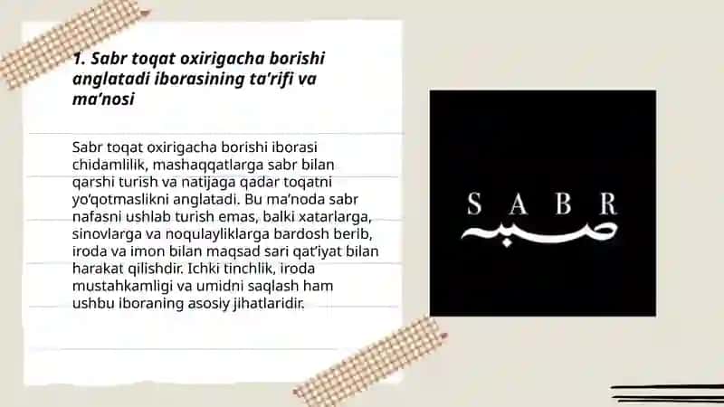 Sabr toqat oxirigacha borishi anglatadi 3