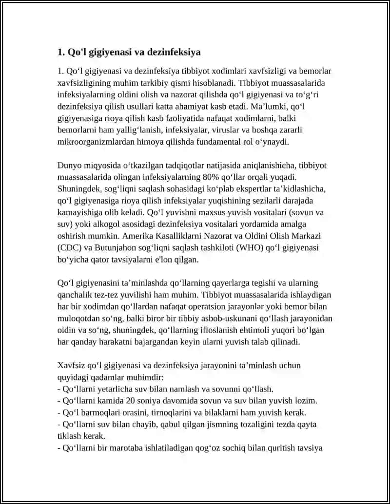 TIBBIYOT XODIMLARI XAVFSIZLIGI. BEMORLAR XAVFSIZLIGI 3
