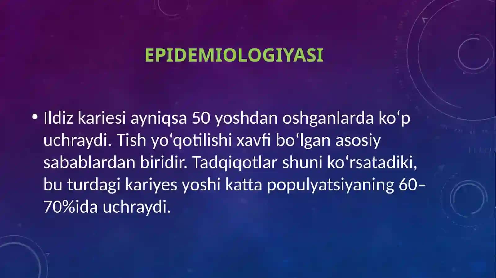 ILDIZ KARIESI KLINIKASI, TASHXISLASH, DAVOLASH 3