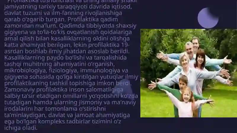 Profilaktika va uning turlari. Profilaktik tadbirlarni tashkil etishda tibbiyot xodimlarining o'rni va ro'li 3