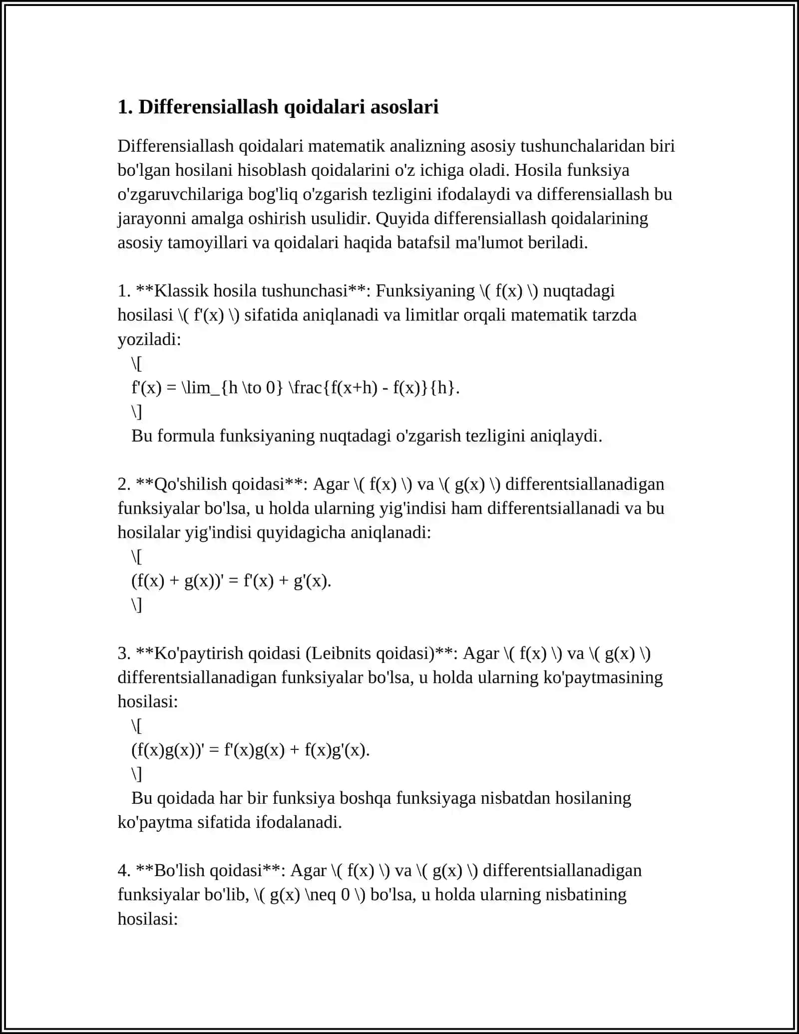 DIFFERENSIALLASH QOIDALARI 3
