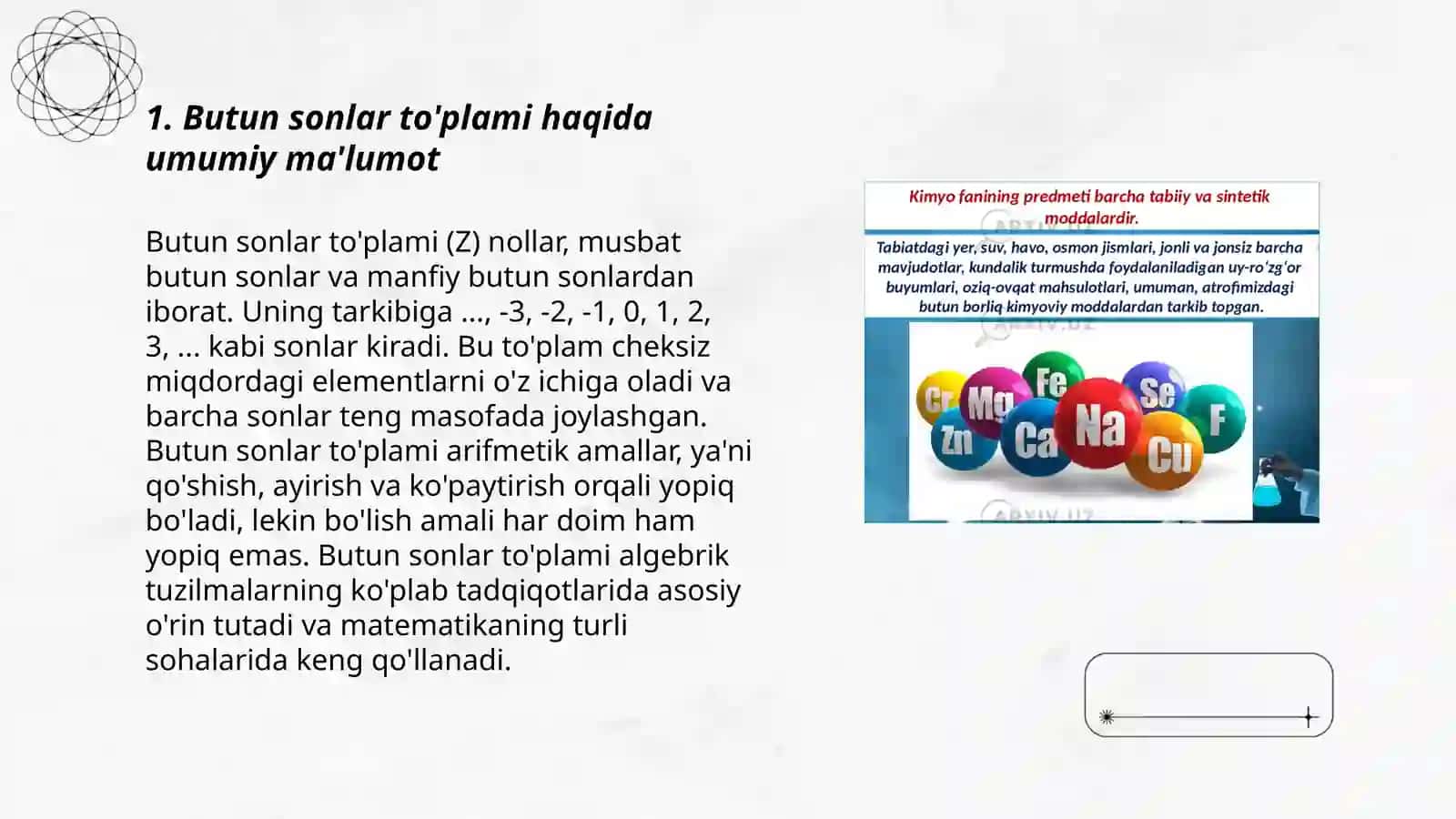 Butun sonlar to'plami va ularning xossalari 3