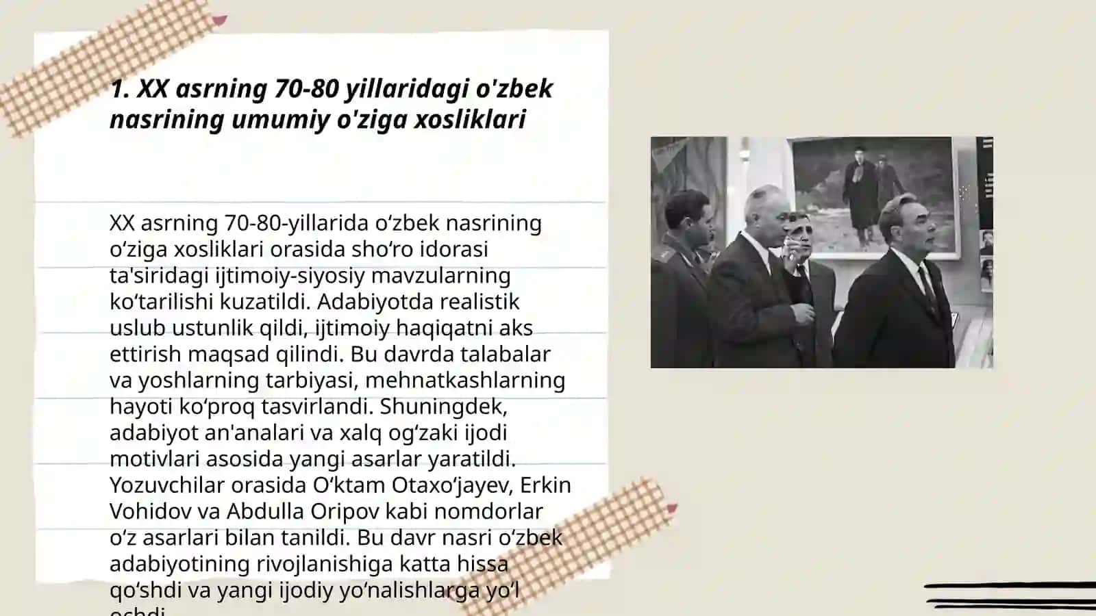 XX asrning 70-90 yillarida o'zbek nasriga xos yetakchi xususiyatlar 3