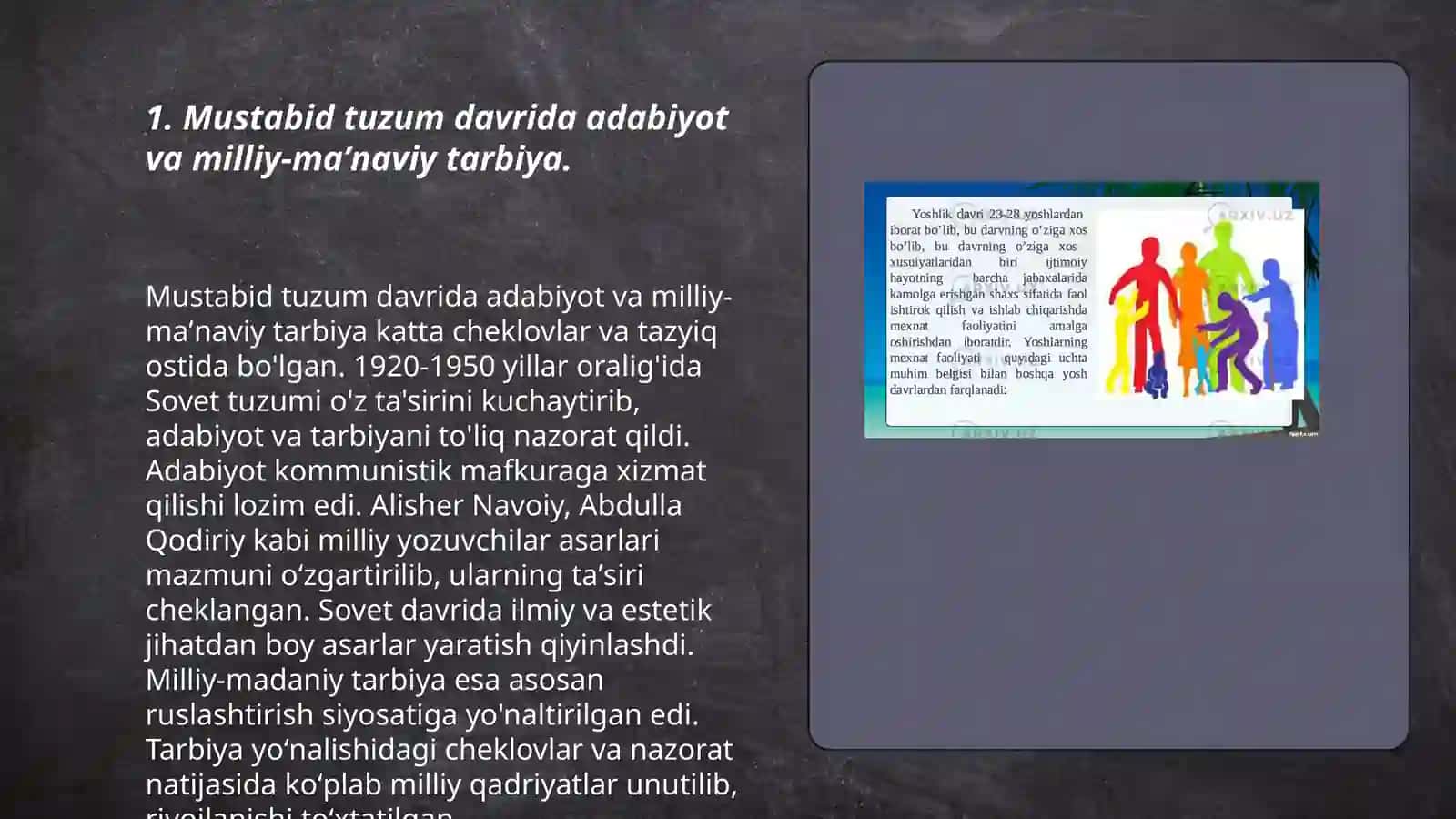 Mustabid tuzum davri oʻzbek ziyolilari asarlarida milliy-maʼnaviy tarbiya masalalari 3