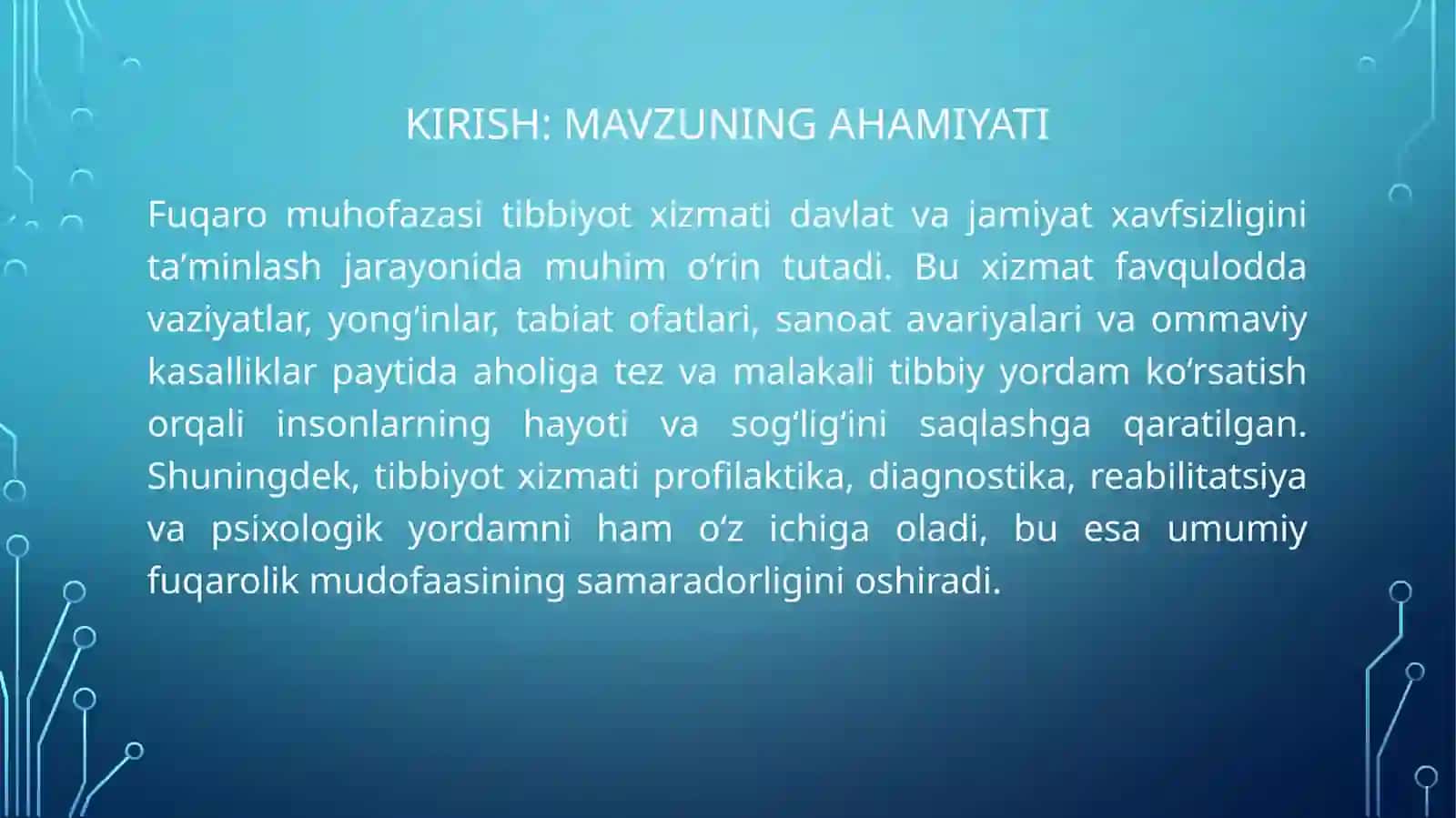 Fuqaro muhofazasi tibbiyot xizmati vazifasi tashkiliy tamoyillar 3