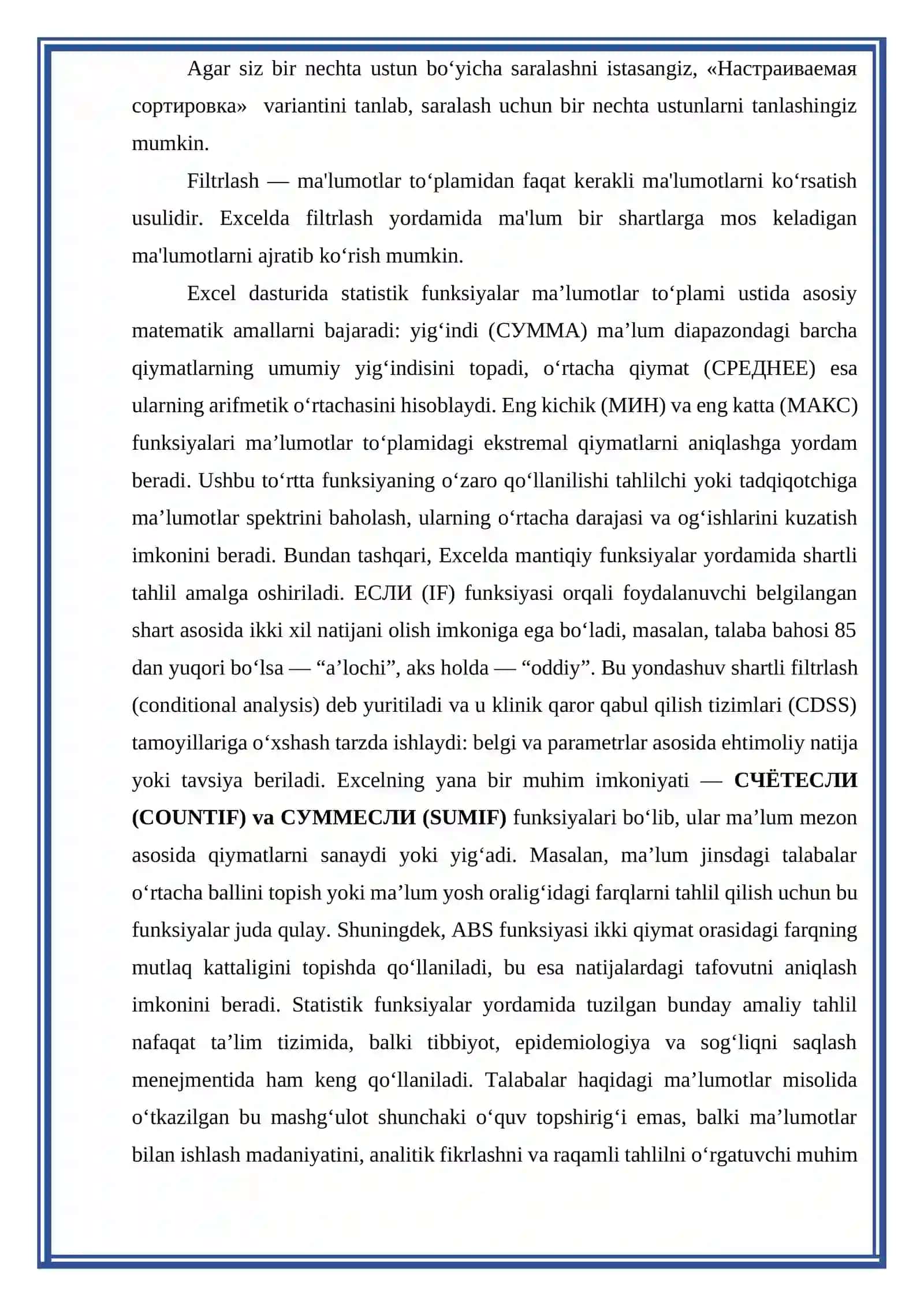 Axorort texnologiyalari fanidan laboratoriya ishi 3