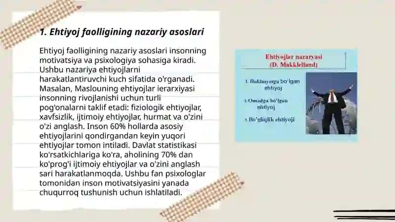 Ehtiyoj faolikni yuzaga keltruvchi turtki sifatida va ehtiyoj oʻrganish metodlari 3