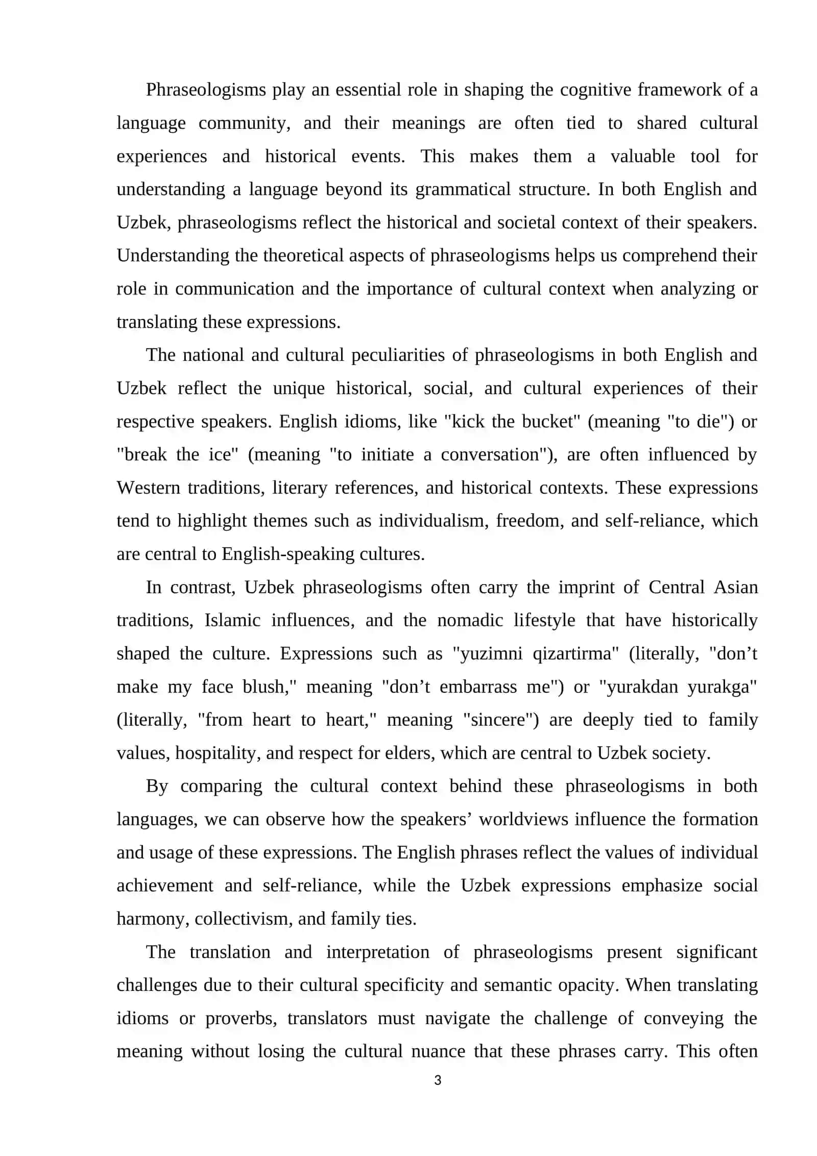 National and cultural peculiarities of phraseologisms (On the basis of English and Uzbek materials ) 3