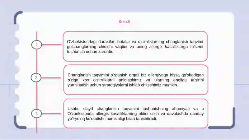 O'zbekistonda daraxtlar, butalar va o'simliklarning changlanish taqvimi va allergik kasalliklar profilaktikasi 3