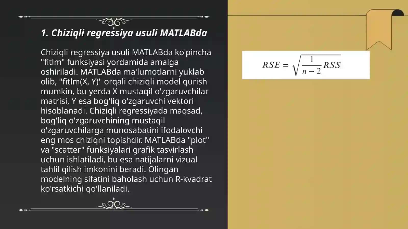 Matlabda statistik regressiya usullarini qo‘llash 3