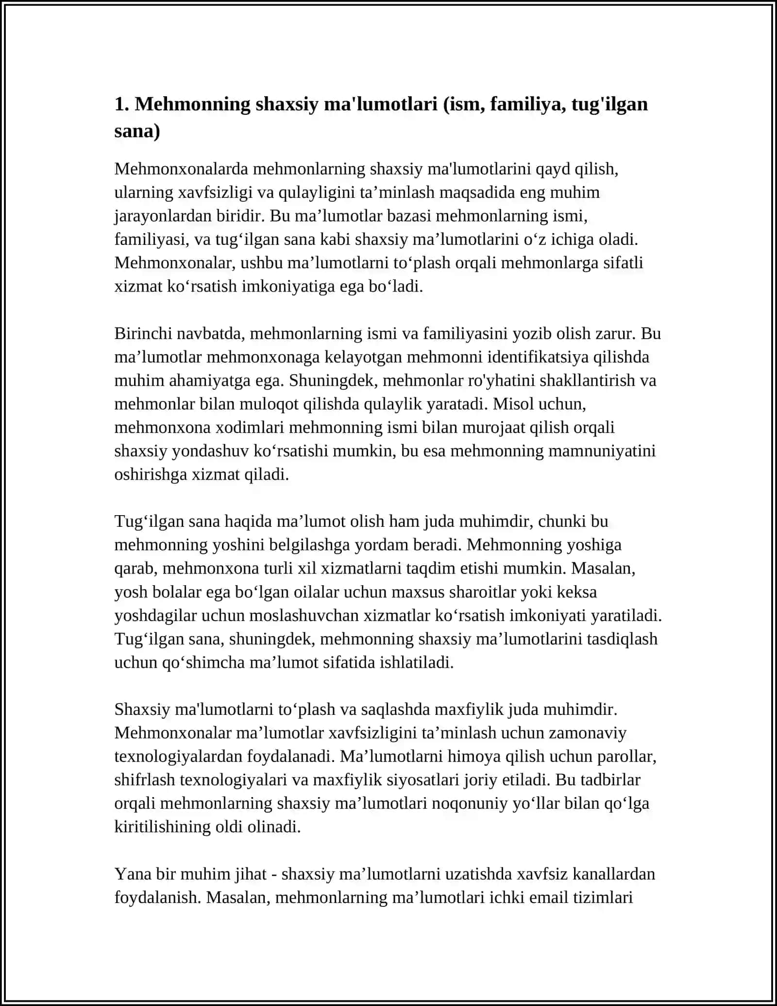 MEHMONXONADA MEHMONLAR HAQIDAGI MA'LUMOTLAR BAZASI 3