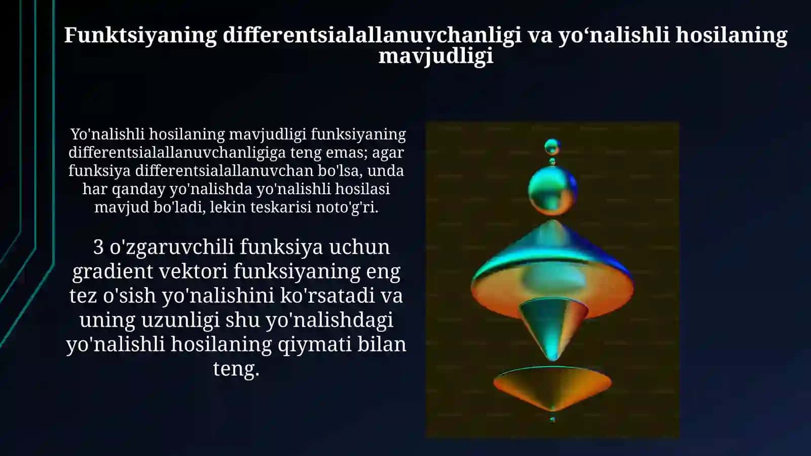 Funktsiyaning differentsialallanuvchanligi va yoʻnalishli hosilaning mavjudligi 3